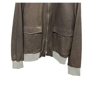 NEW ELEVENTY mens leather bomber jacket in brown